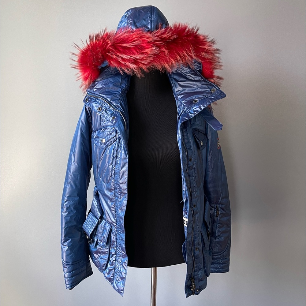 EMMEGI winter blue jacket red collar Marlen